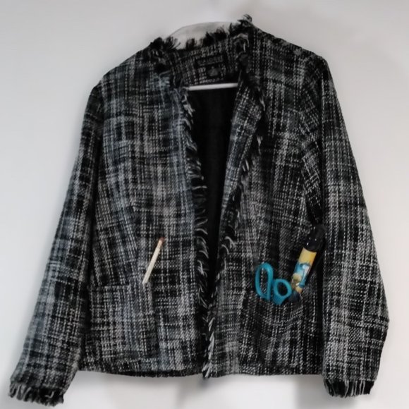 Dialogue Women Tweed Jaquet Blazer Careers Classic Elegant Size 12 Lined Pockets - Picture 13 of 16